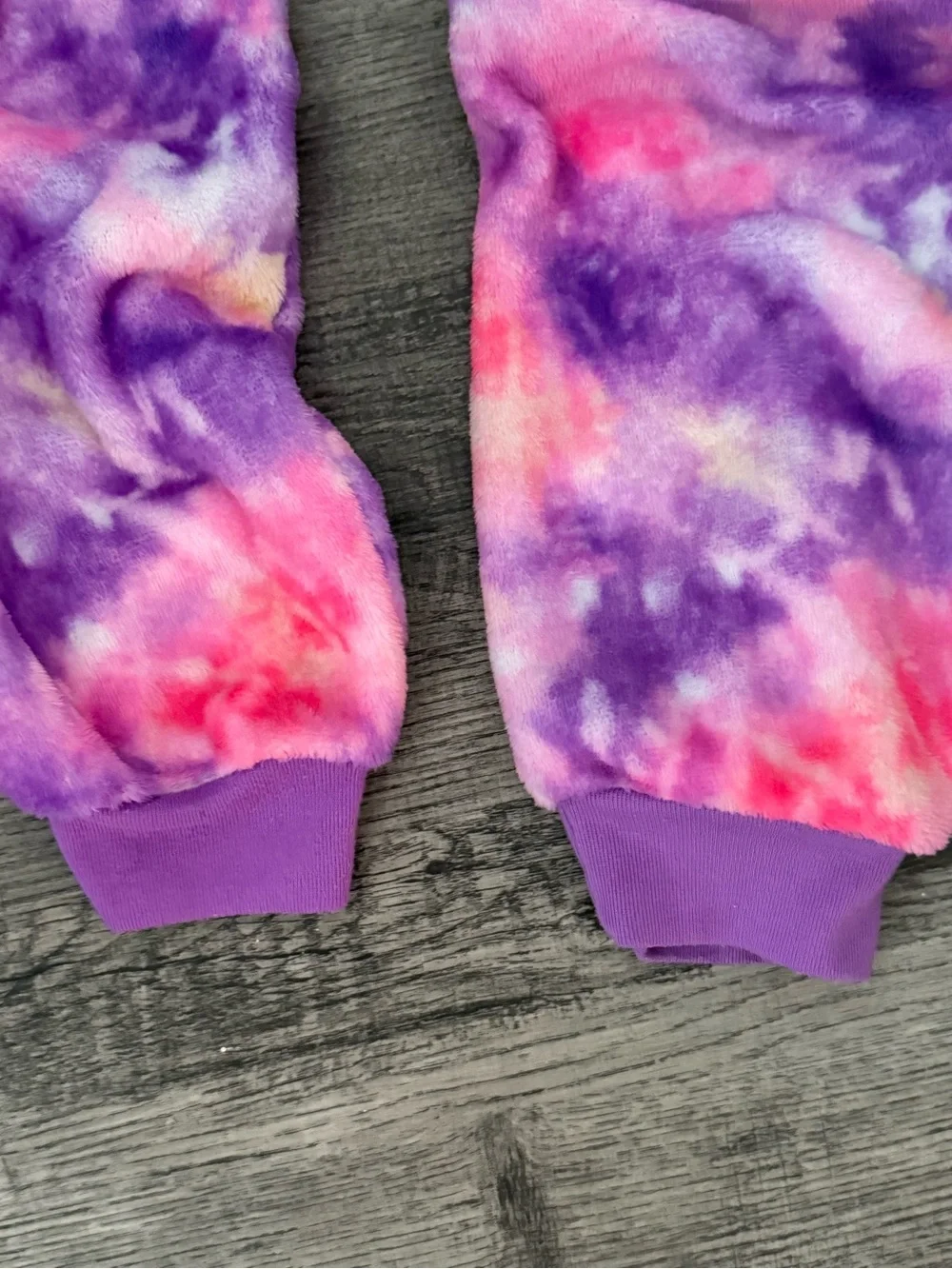 Childrens Place one-piece hooded tie dye print pajamas